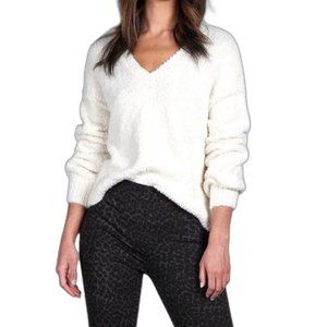 Sanctuary Fluffy Off White V Neck Sweater NWOT